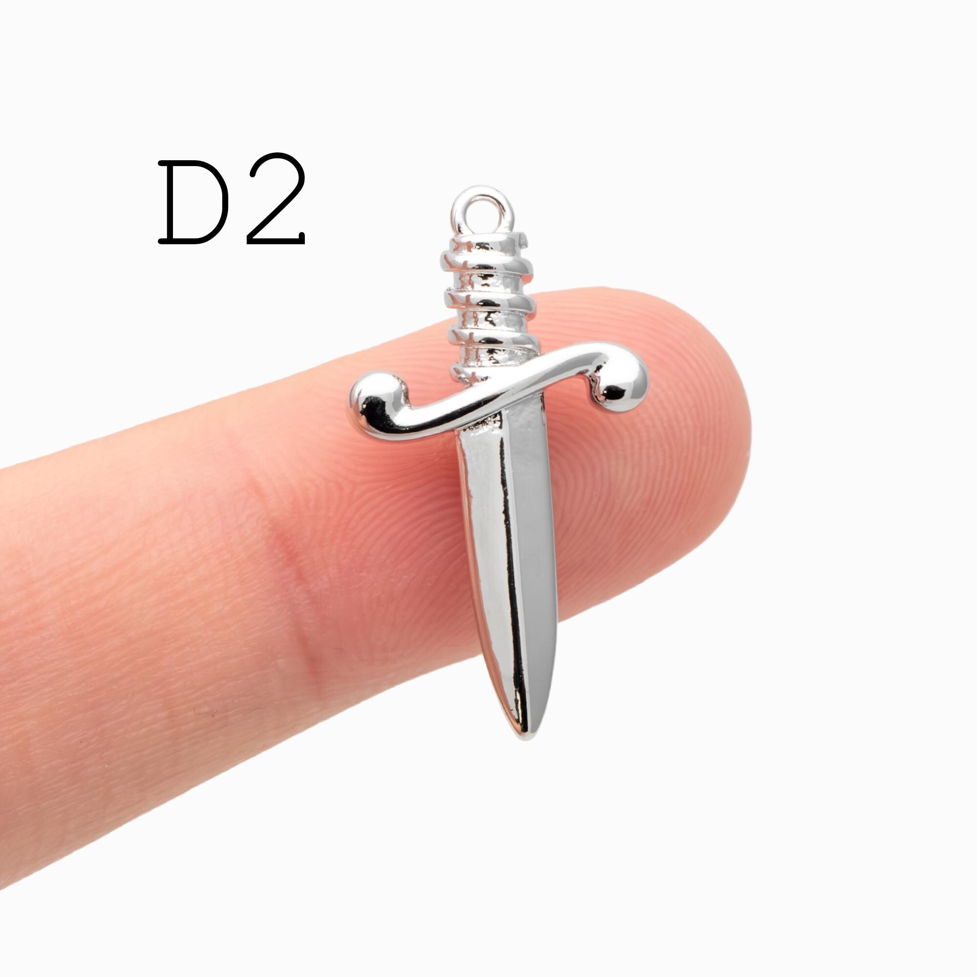 10pcs Gold/ Silver Tone Dirk Charm, Weapon Charm, Sword Charm, Dagger Charm (GB-2185)